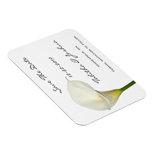 Magnet Flexible White Calla Lily Enregistrer l'aimant de date (Côté Droit)