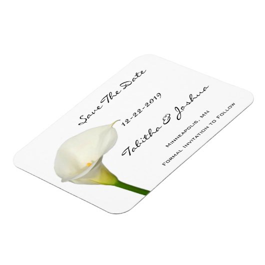 Magnet Flexible White Calla Lily Enregistrer l'aimant de date (Côté Gauche)