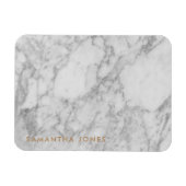 Magnet Flexible White Carrara Marble Gold Classic Personalised (Horizontal)