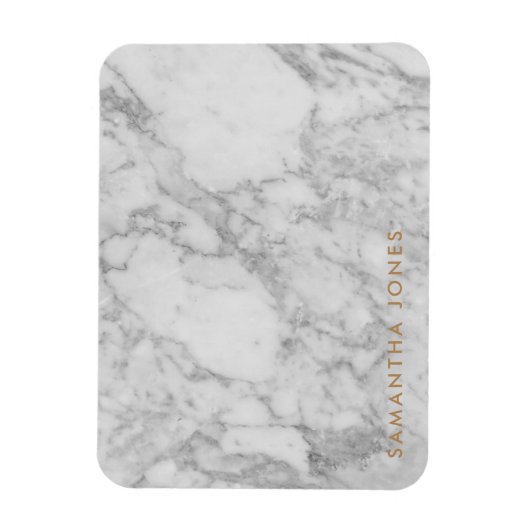 Magnet Flexible White Carrara Marble Gold Classic Personalised (Vertical)