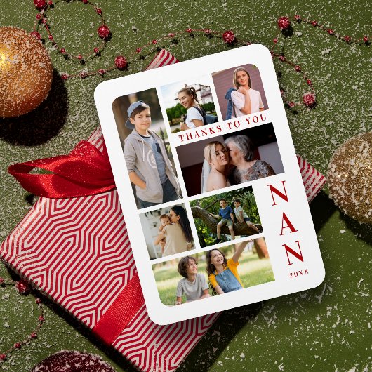 Magnet Flexible White & Dark Red Classic 7 Multi Photos Collage