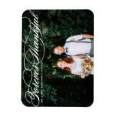 Magnet Flexible White Forever Thankful Élégant Mariage de script (Vertical)
