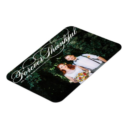 Magnet Flexible White Forever Thankful Élégant Mariage de script (Côté Gauche)