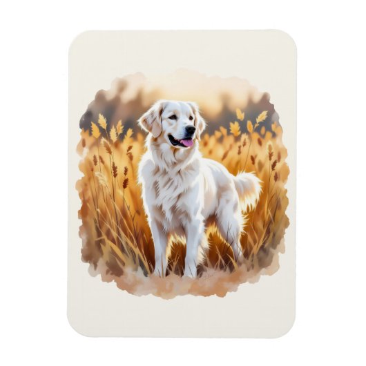 Magnet Flexible White Golden Retriever Dog (Vertical)