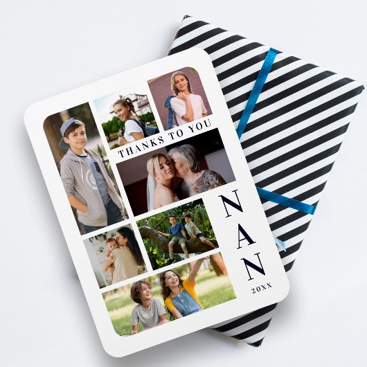 Magnet Flexible White & Navy Blue Classic 7 Multi Photos Collage