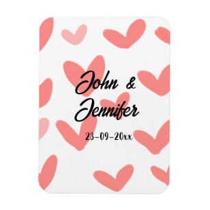 Magnet Flexible white simple minimal text style wedding red heart