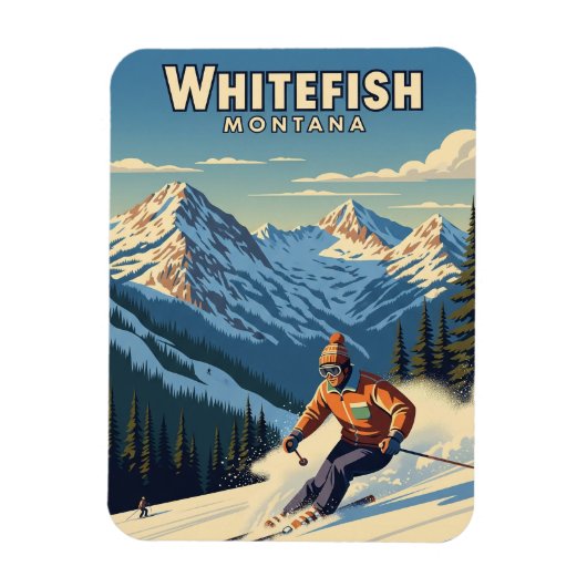 Magnet Flexible Whitefish Montana Skier Travel (Vertical)