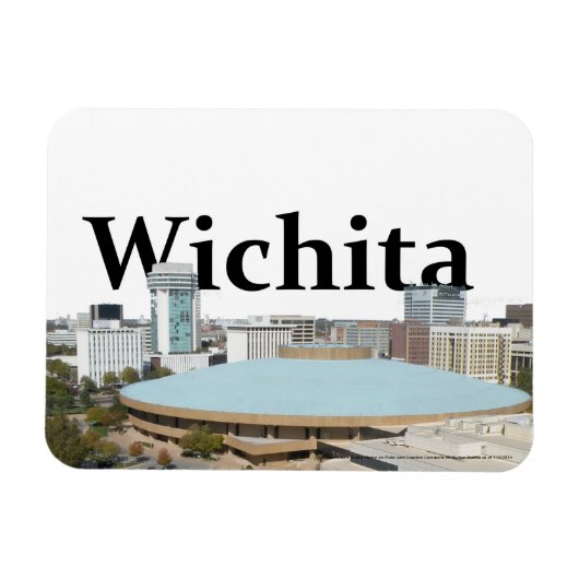 Magnet Flexible Wichita Kansas Skyline avec Wichita dans le ciel (Horizontal)