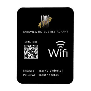 Magnet Flexible Wifi noir moderne QR Code et logo d'entreprise