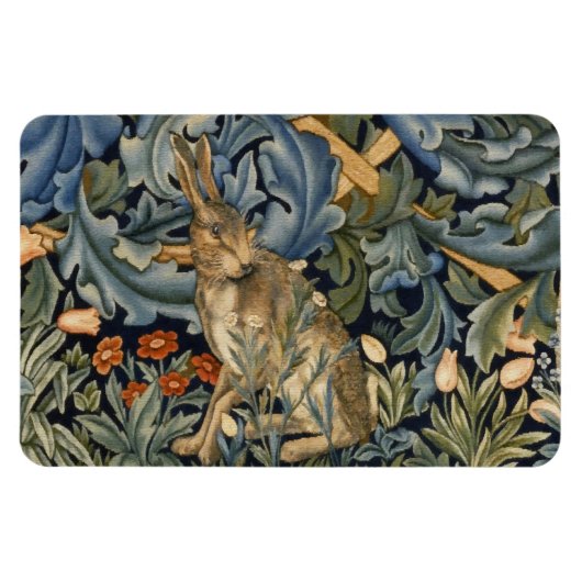 Magnet Flexible William Morris Forest Rabbit Floral Art (Horizontal)