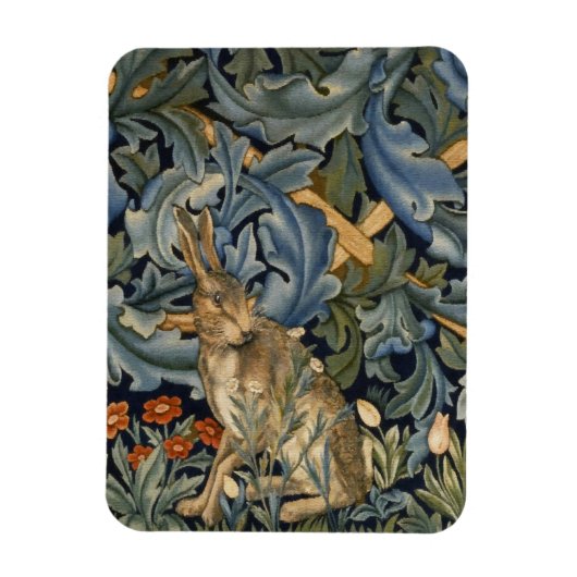 Magnet Flexible William Morris Forest Rabbit Floral Art (Vertical)