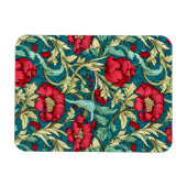 Magnet Flexible William Morris Inspired Red Flowers Pattern (Horizontal)