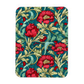 Magnet Flexible William Morris Inspired Red Flowers Pattern (Vertical)