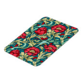 Magnet Flexible William Morris Inspired Red Flowers Pattern (Côté Gauche)