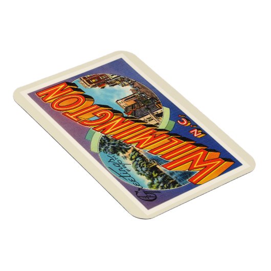 Magnet Flexible Wilmington #2 North Carolina NC Carte postale Vint (Côté Droit)