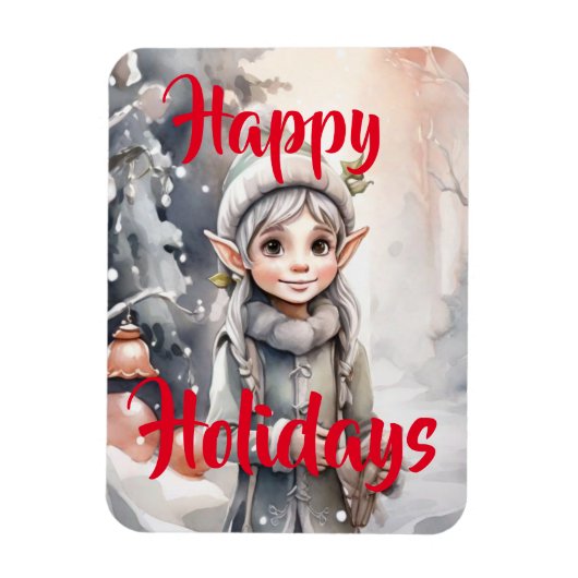 Magnet Flexible Winter Elf Wonderland Carte de vacances pliée (Vertical)