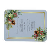 Magnet Flexible Winter Red Berries Pine Cones Wedding (Horizontal)