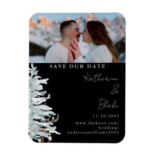 Magnet Flexible Winter Woodland Black Mariage Photo Sauvez notre d (Vertical)
