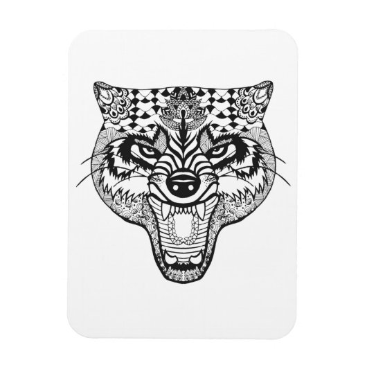 Magnet Flexible Wolf inspiré par Zentangle (Vertical)