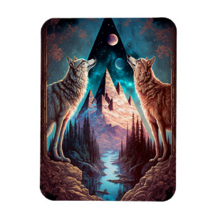 Magnet Flexible Wolves Mountain Visionary Imaginaire Art