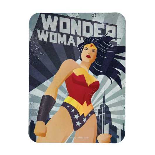 Magnet Flexible Wonder Woman Retro City Sunburst (Vertical)