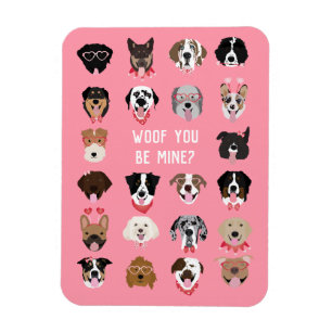 Magnet Flexible Woof You Be Mine Motif de Visage de Chien