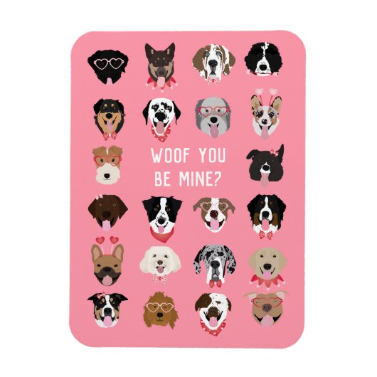 Magnet Flexible Woof You Be Mine Motif de Visage de Chien (Vertical)