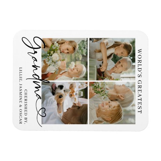 Magnet Flexible World's Greatest Grandma Photo Collage Script (Horizontal)