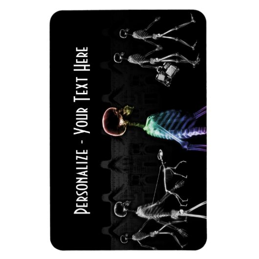 Magnet Flexible X-Ray Skeletons Midnight Stroll - B&W & Rainbow (Vertical)