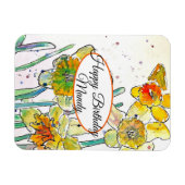 Magnet Flexible Yellow Daffodil Spring Flower Watercolor Birthday (Horizontal)