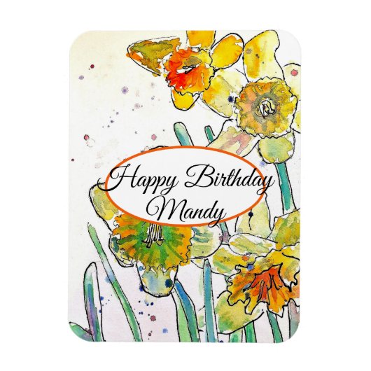 Magnet Flexible Yellow Daffodil Spring Flower Watercolor Birthday (Vertical)