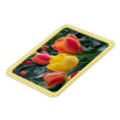 Magnet Flexible Yellow Gingham Plaid Tulips Garden Photo (Côté Gauche)