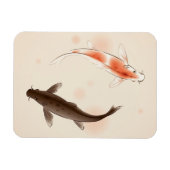 Magnet Flexible Yin Yang Koi fishes in oriental painting (Horizontal)