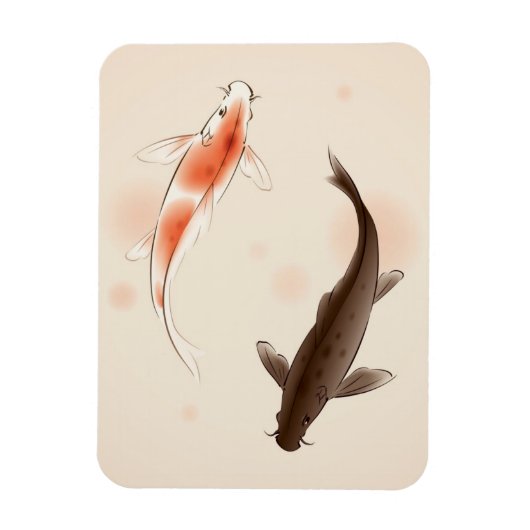 Magnet Flexible Yin Yang Koi fishes in oriental painting (Vertical)
