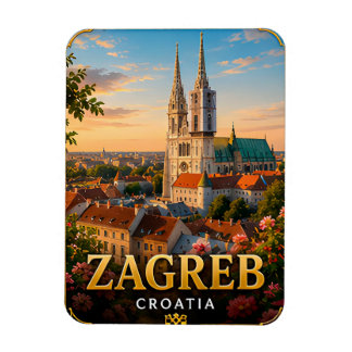Magnet Flexible 📍 Zagreb Croatie Voyage Souvenir Ville Voyageurs