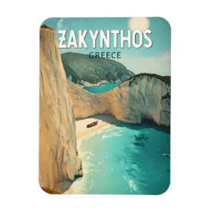 Magnet Flexible Zakynthos Grèce Illustration Voyage Art Vintage