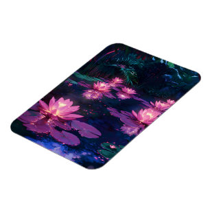 Magnet Flexible Zen minuit Nature Étang de lotus rose