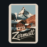 Magnet Flexible Zermatt Suisse Travel Art Vintage<br><div class="desc">Design de déplacement vectoriel rétro Zermatt. Zermatt,  dans le canton du Valais,  est une station de montagne réputée pour le ski,  les escalades et le randonnée.</div>