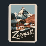Magnet Flexible Zermatt Suisse Travel Art Vintage<br><div class="desc">Design de déplacement vectoriel rétro Zermatt. Zermatt,  dans le canton du Valais,  est une station de montagne réputée pour le ski,  les escalades et le randonnée.</div>