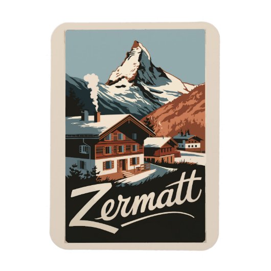 Magnet Flexible Zermatt Suisse Travel Art Vintage (Vertical)