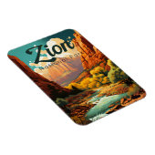 Magnet Flexible Zion National Park Illustration Retro (Côté Droit)