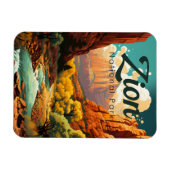 Magnet Flexible Zion National Park Illustration Retro (Horizontal)