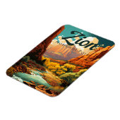 Magnet Flexible Zion National Park Illustration Retro (Côté Gauche)