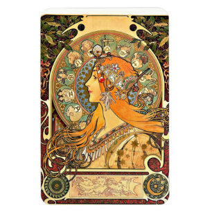 Magnet Flexible Zodiac, peinture Art Nouveau d'Alphonse Mucha