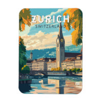 Zurich Suisse Travel Art Vintage