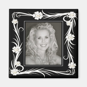 Magnet Floral voeg Uw foto toe Magneet