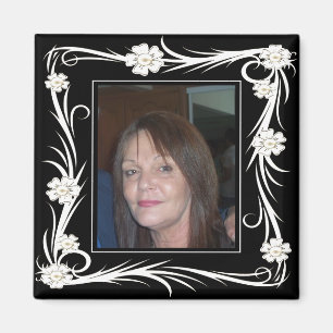 Magnet Floral voeg Uw foto toe Magneet