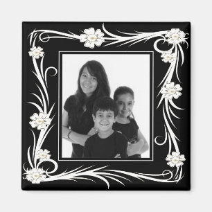 Magnet Floral voeg Uw foto toe Magneet