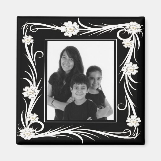  Magnet  Floral voeg Uw foto toe Magneet (Voorkant)