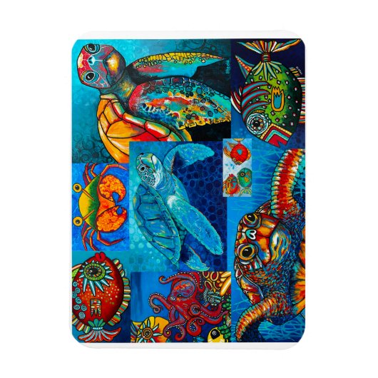 Magnet "Funky Sea Criters Collage" (Vertical)